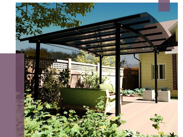 Навесы для террасы в Щербинке от 12982 руб. под ключ | ПРОЛЁТ-Щрб