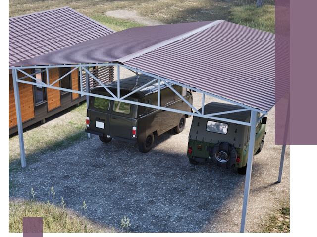 Двускатные навесы под ключ в Щербинке — изготовление и монтаж